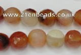 CAG2384 15.5 inches 12mm faceted round red agate beads wholesale