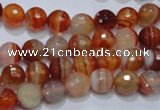 CAG2702 15.5 inches 8mm faceted round red line agate beads