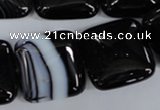 CAG2948 15.5 inches 22*22mm square black line agate beads
