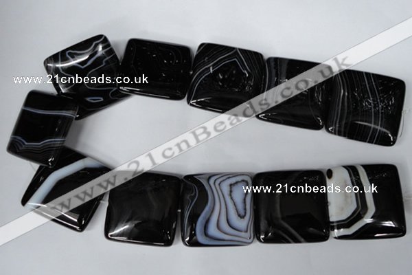 CAG3038 15.5 inches 35*35mm square black line agate beads