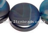 CAG313 14 inches 40mm coin cyan agate gemstone beads Wholesale