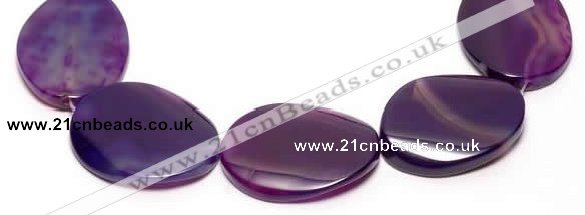 CAG317 30*40mm oval purple agate gemstone beads Wholesale
