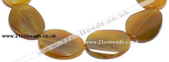 CAG318 30*40mm oval yellow lace agate gemstone beads Wholesale