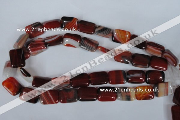 CAG3264 15.5 inches 15*20mm rectangle red line agate beads