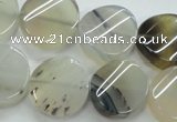 CAG3316 15.5 inches 18mm twisted coin natural grey agate beads