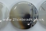 CAG3339 15.5 inches 40mm flat round natural grey agate beads