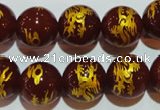 CAG3413 15.5 inches 18mm carved round red agate beads wholesale