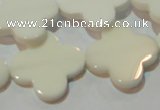 CAG3429 15.5 inches 25*25mm flower white agate gemstone beads