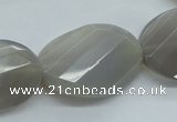 CAG3580 15.5 inches 20*30mm faceted twisted oval grey agate beads