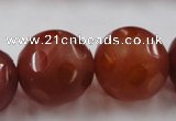 CAG3669 15.5 inches 24mm carved round matte red agate beads
