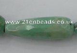 CAG3922 15.5 inches 10*30mm faceted teardrop green grass agate beads