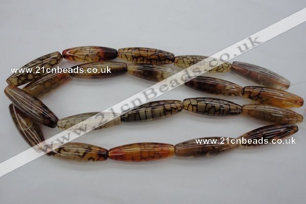 CAG4129 15.5 inches 12*40mm rice dragon veins agate beads