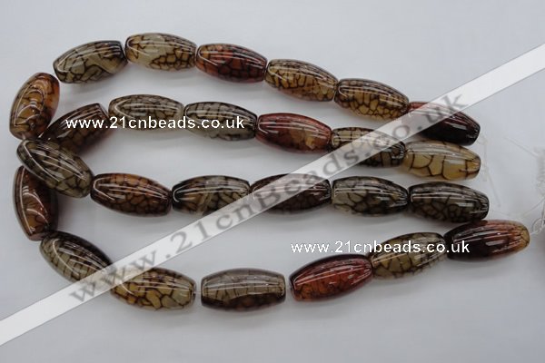 CAG4130 15.5 inches 15*30mm rice dragon veins agate beads