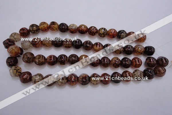 CAG4144 15.5 inches 14*14mm pumpkin dragon veins agate beads