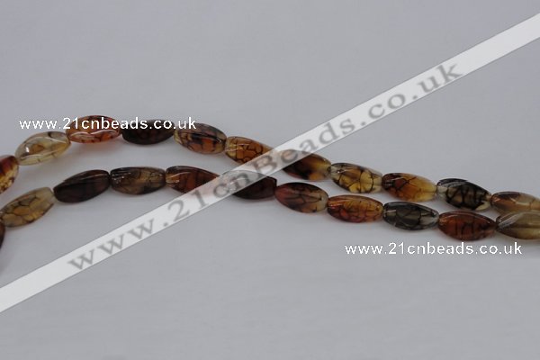 CAG4162 15.5 inches 8*16mm twisted trihedron dragon veins agate beads