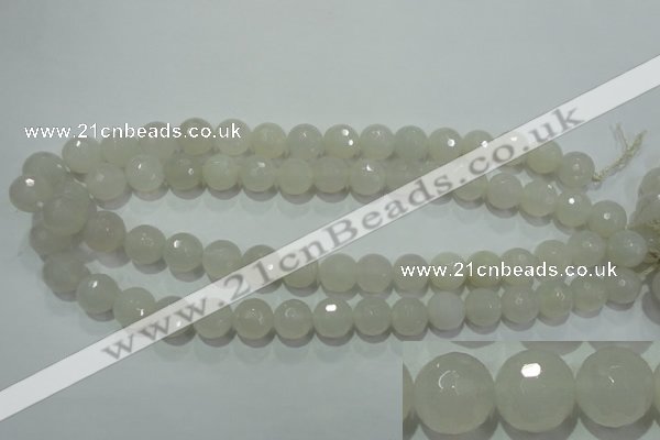 CAG4352 15.5 inches 12mm faceted round white agate beads wholesale