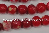 CAG4640 15.5 inches 6mm faceted round fire crackle agate beads