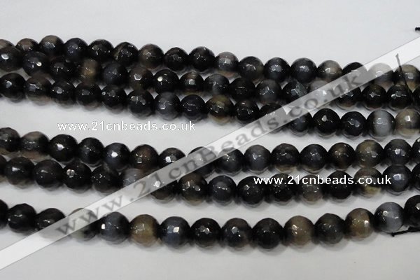 CAG4659 15.5 inches 8mm faceted round fire crackle agate beads