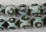 CAG4732 15 inches 14mm faceted round tibetan agate beads wholesale