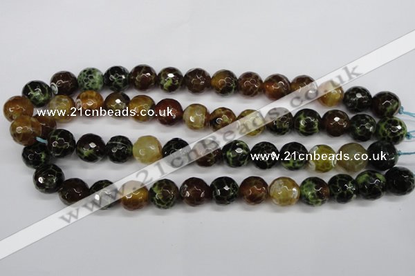 CAG4845 15 inches 14mm faceted round dragon veins agate beads