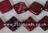 CAG4883 15 inches 14*14mm faceted diamond fire crackle agate beads