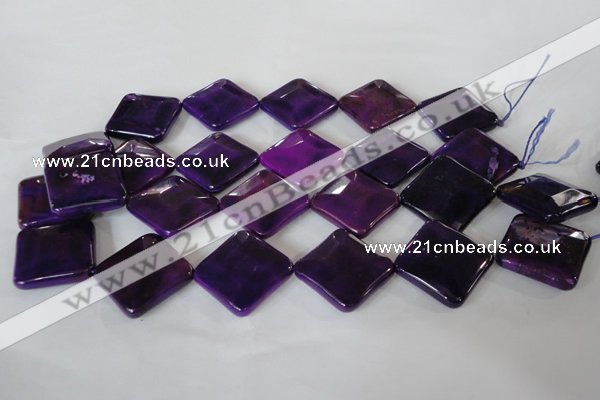 CAG4888 15 inches 25*25mm faceted diamond fire crackle agate beads