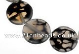 CAG49 14 inches 25mm coin dragon veins agate beads wholesale