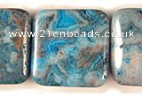 CAG511 15 inches 16*16mm square cyan crazy lace agate beads wholesale