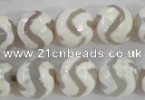 CAG5332 15.5 inches 14mm faceted round tibetan agate beads wholesale