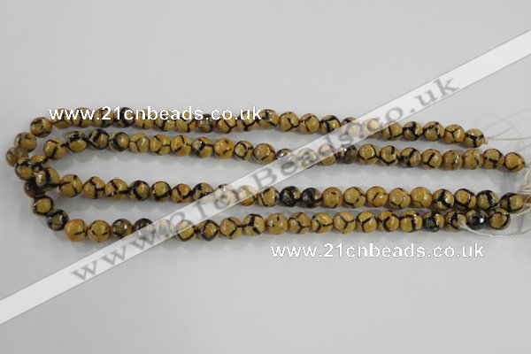 CAG5343 15.5 inches 8mm faceted round tibetan agate beads wholesale
