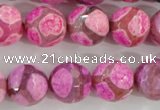 CAG5351 15.5 inches 14mm faceted round tibetan agate beads wholesale