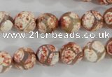 CAG5358 15.5 inches 10mm faceted round tibetan agate beads wholesale