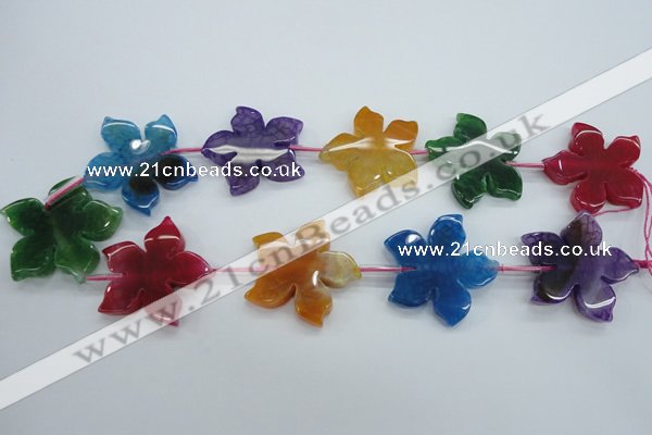 CAG5388 15.5 inches 36mm carved flower dragon veins agate beads
