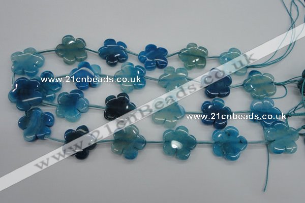 CAG5394 15.5 inches 24mm carved flower dragon veins agate beads