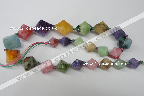 CAG5503 15.5 inches 13*13mm – 22*22mm faceted bicone agate beads