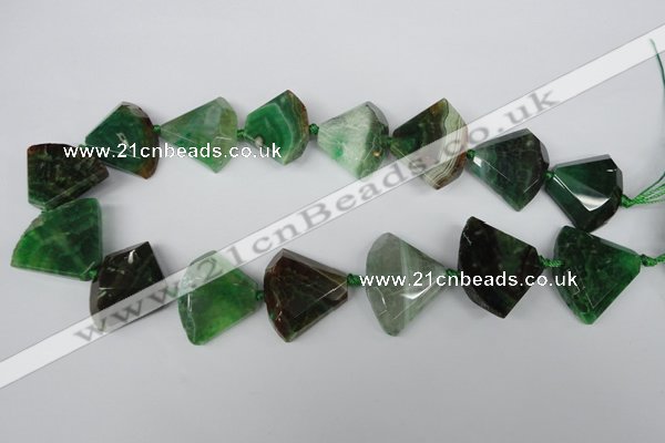 CAG5579 15 inches 22*30mm faceted triangle dragon veins agate beads
