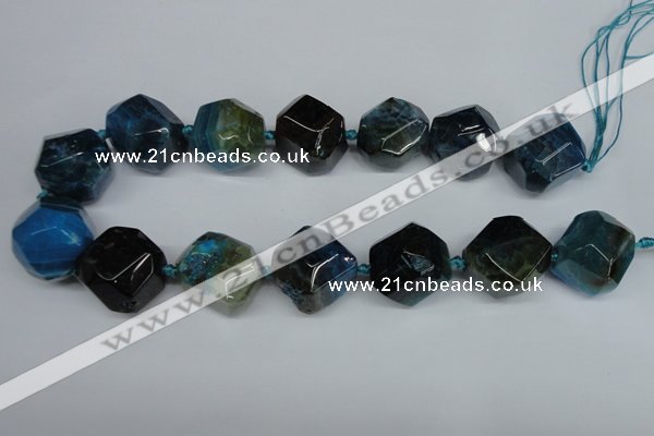 CAG5610 15 inches 22*25mm faceted nuggets agate gemstone beads