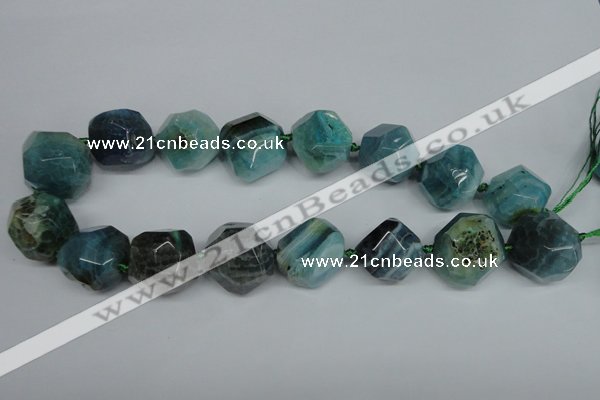 CAG5617 15 inches 24mm faceted nuggets agate gemstone beads
