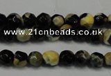 CAG5656 15 inches 4mm faceted round fire crackle agate beads