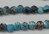 CAG5658 15 inches 4mm faceted round fire crackle agate beads