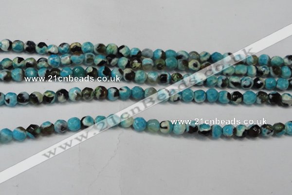 CAG5659 15 inches 4mm faceted round fire crackle agate beads