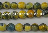 CAG5673 15 inches 6mm faceted round fire crackle agate beads