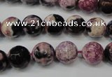 CAG5809 15 inches 10mm faceted round fire crackle agate beads