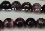 CAG5827 15 inches 12mm faceted round fire crackle agate beads
