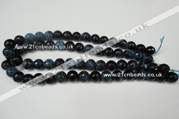 CAG5838 15 inches 12mm faceted round fire crackle agate beads