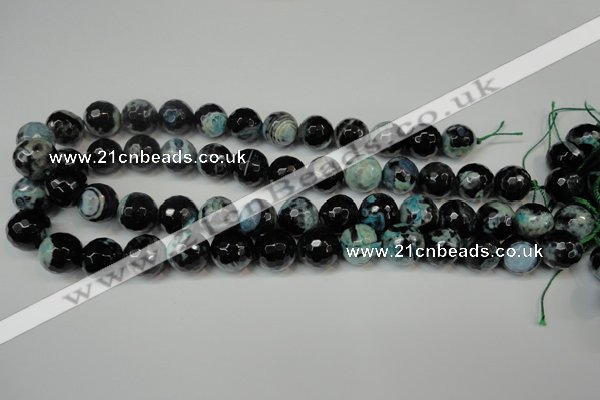 CAG5841 15 inches 14mm faceted round fire crackle agate beads