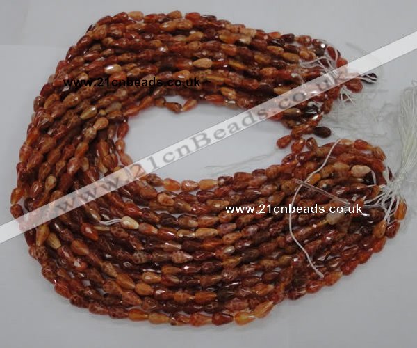 CAG585 15.5 inches 6*9mm faceted teardrop natural fire agate beads