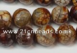 CAG5850 15 inches 14mm faceted round fire crackle agate beads