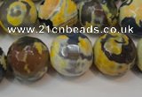 CAG5859 15 inches 16mm faceted round fire crackle agate beads