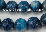 CAG5874 15 inches 16mm faceted round fire crackle agate beads